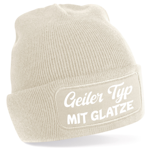 One Size Beanie, Mütze mit Spruch: Geiler Typ mit Glatze o. Geiler typ mit Bauch o. Geiler Typ mit Bart