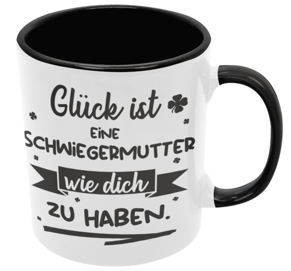 Schwarzweiße oder weiße Tasse "Glück ist eine Schwiegermutter / einen Schwiegervater wie dich zu haben."