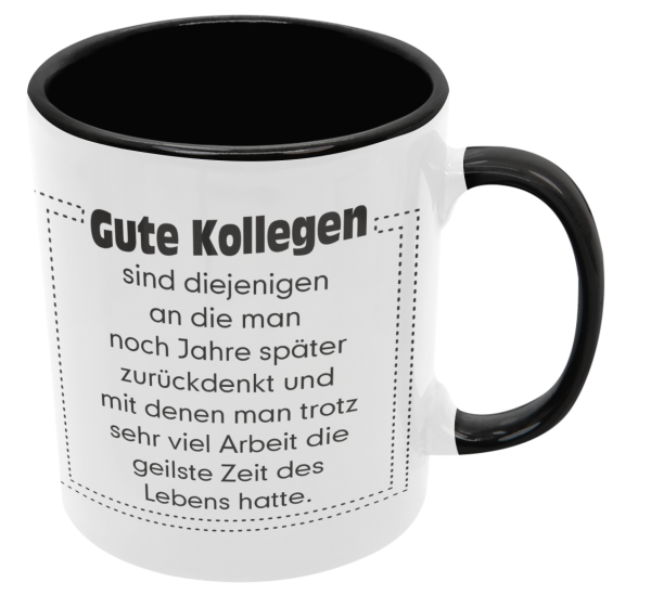 Schwarzweiße Tasse "Gute Kollegen" Geschenk für Arbeitskollegen, Bürotasse