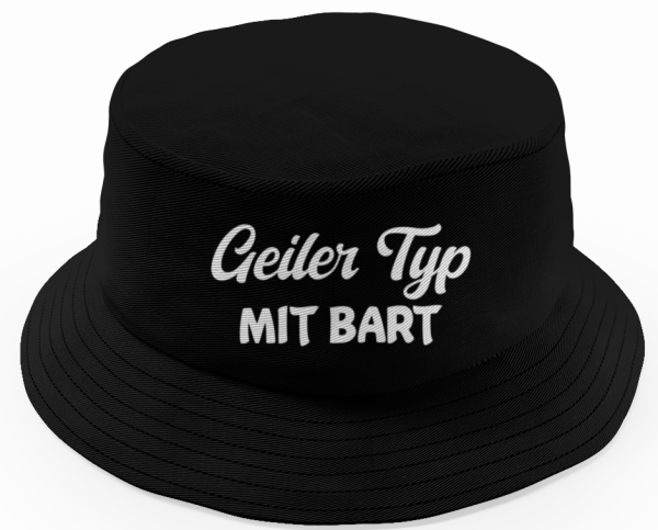 Party Hut, Bucket Hat, Fischer Hut, Hut bedruckt mit Spruch: Geiler Typ mit Glatze oder Geiler Typ mit Bart