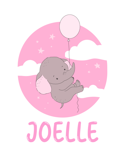 Stofftier, Kuscheltier Hase mit personalisiertem Mini Tshirt mit Motiv Elefant und Wolken