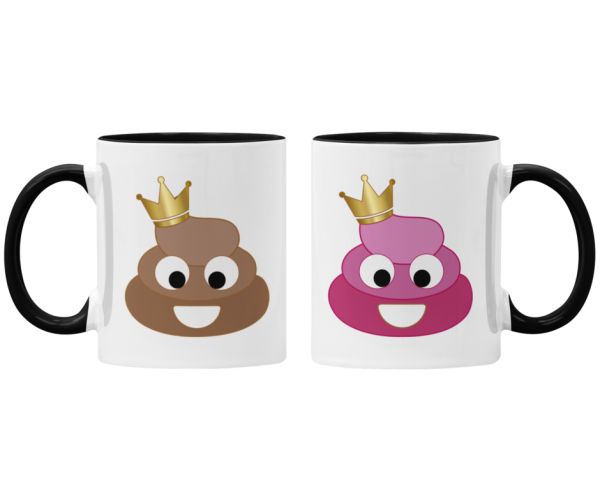 2er Set Partnertassen oder Kissen  "King Queen Kaka Haufen"