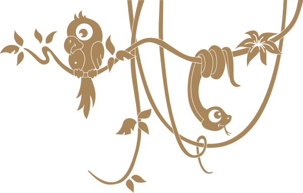 Wandtattoo Lianen mit Papagei und Schlange