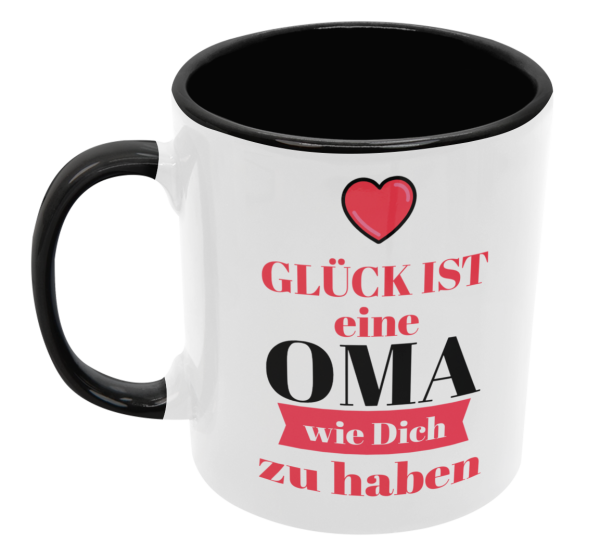 Schwarzweiße oder weiße Tasse "Glück ist eine Oma wie Dich..."