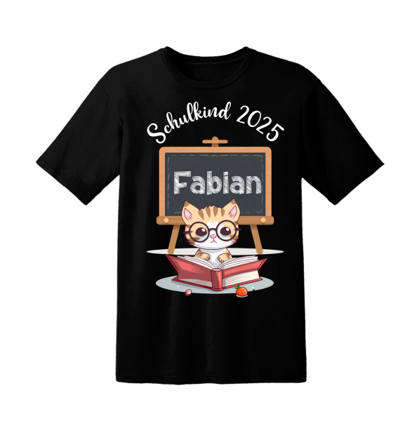 Kinder T-Shirt Modell:  Schulkind 2025 Modell:Katze, Pinguin, Faultier personalisiert