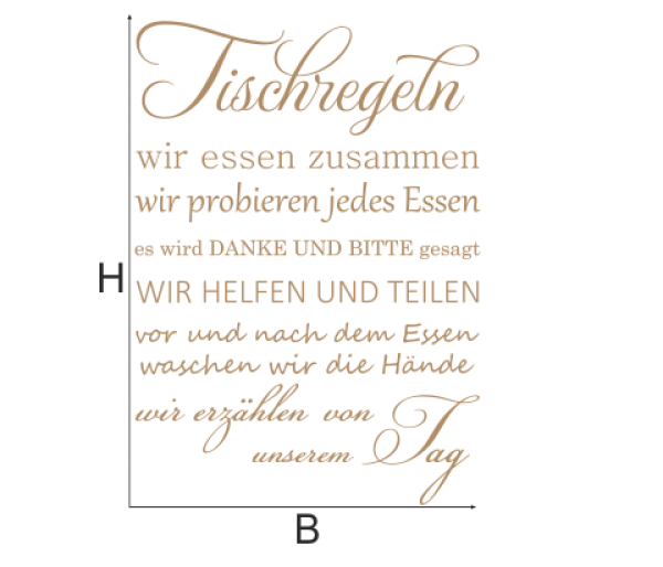 Wandtattoo Tischregeln