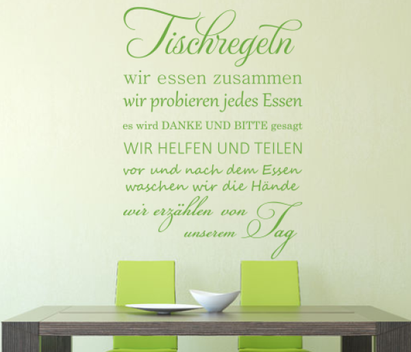 Wandtattoo Tischregeln