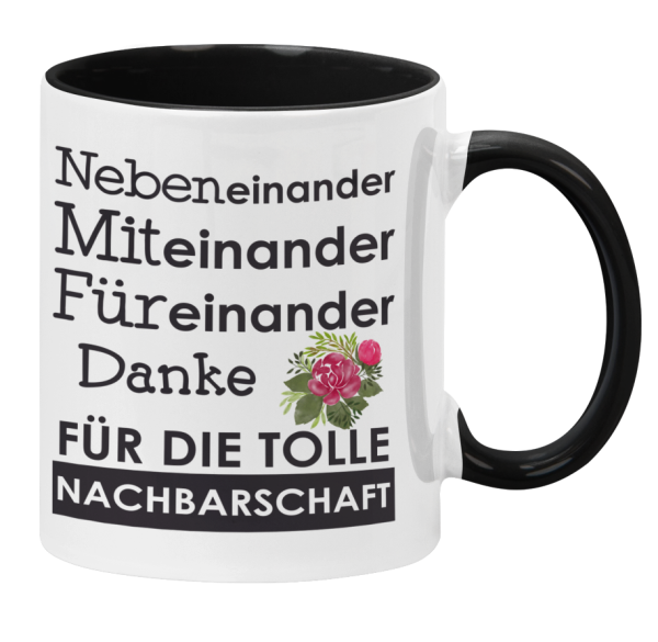 Kissen oder Tasse "Danke für die tolle Nachbarschaft...", Geschenk für Nachbarn, Nachbarin