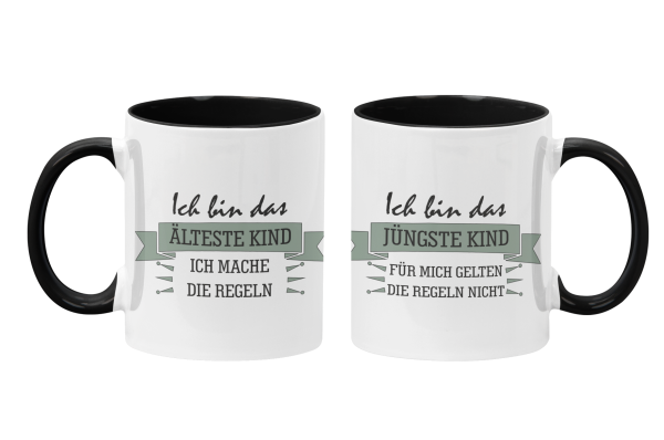 Schwarzweiße oder weiße Tasse "REGELN der Familie"