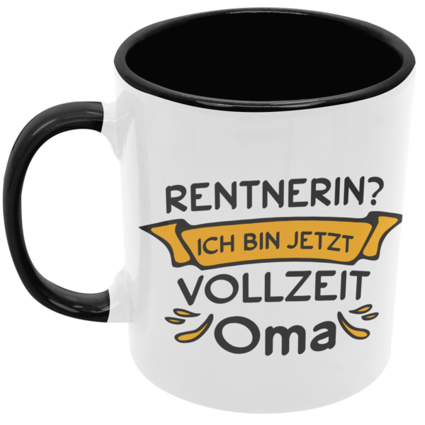 Schwarzweiße oder weiße Tasse "Rentner / Rentnerin, Ich bin jetzt Vollzeit Opa / Oma"
